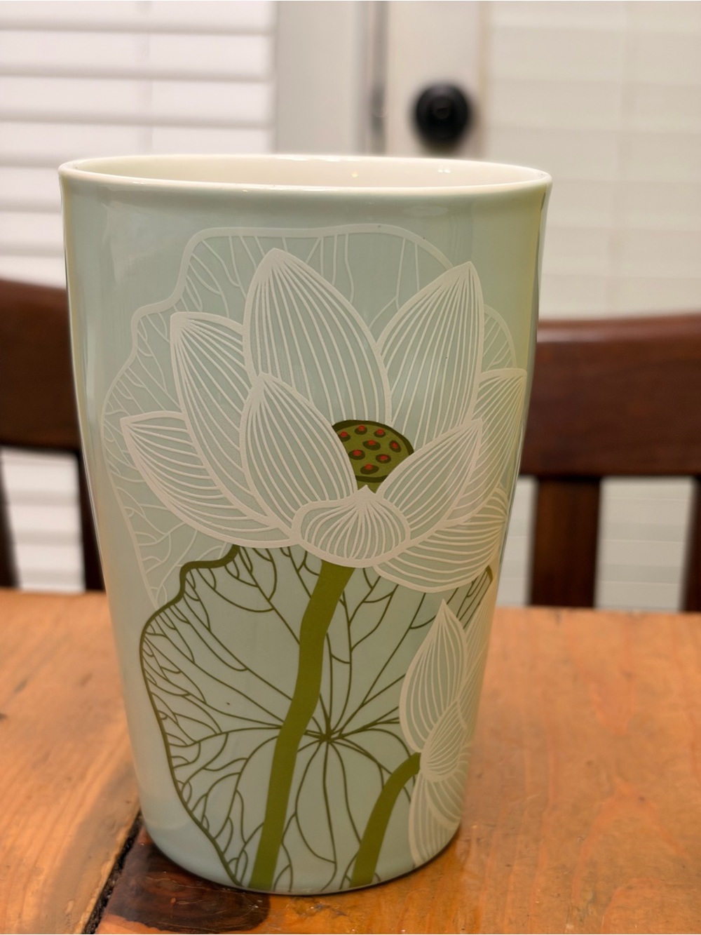 Ceramic Lotus Flower Tumbler in Sage Green